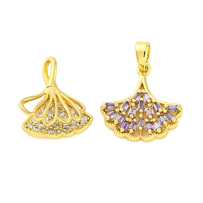 Подвески из латуни с микропаве из кубических цирконий в стиле фреш, формы раковины