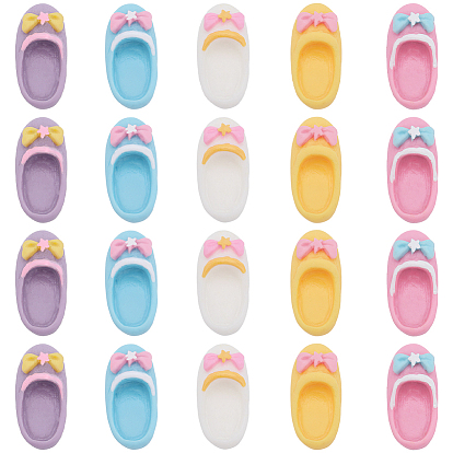 50шт 5 цветные кабошоны из непрозрачной смолы, тапочки с бантом