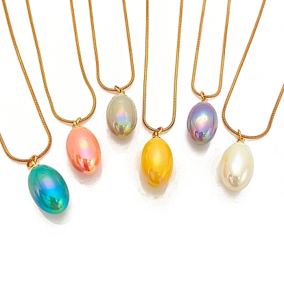 Пластиковые овальные подвески-ожерелья, ожерелья из металлической цепочки-змейки золотистого тона