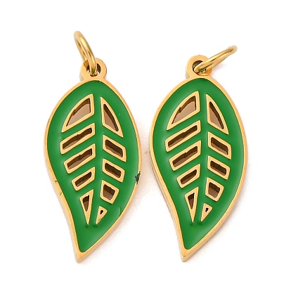 304 нержавеющей стальной эмали подвески, очарование листа, с целью перехода в кольце, ионное покрытие (ip), реальный 18 k позолоченный