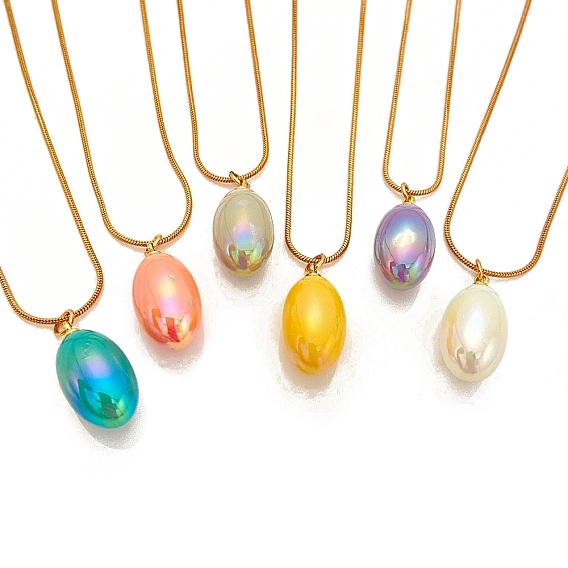 Пластиковые овальные подвески-ожерелья, ожерелья из металлической цепочки-змейки золотистого тона