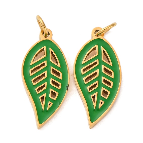 304 нержавеющей стальной эмали подвески, очарование листа, с целью перехода в кольце, ионное покрытие (ip), реальный 18 k позолоченный