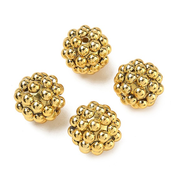 UV Plated Acrylic Beads, Berry Beads, Round, with ABS Simulated Pearl