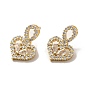 Cubic Zirconia Heart Stud Earrings, Rack Plating Real 18K Gold Plated Brass Jewelry for Women, Cadmium Free & Lead Free