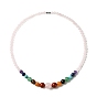 Natural Mixed Gemstone Graduated Beaded Necklaces, Chakra Theme Necklace