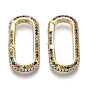 Brass Micro Pave Cubic Zirconia Spring Gate Rings, Nickel Free, Oval, Colorful