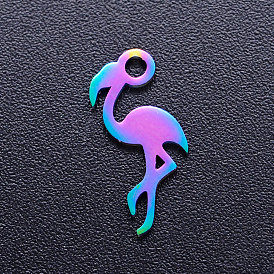 Ion Plating(IP) 201 Stainless Steel Charms, Flamingo Shape