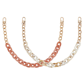 2 шт 2 цвета акриловая лента для пакетов, с цепочкой из светло-золотого железа и поворотными застежками из сплава, аксессуары для замены сумок