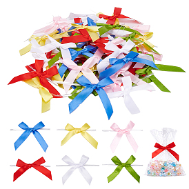 60 piezas 6 colores lazo de poliéster, con bridas de alambre de hierro, para la decoración del partido del caramelo de la boda del papel de regalo de bricolaje