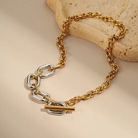 Двухцветная 304 цепочка из нержавеющей стали с овальными звеньями или ожерелье для женщин
