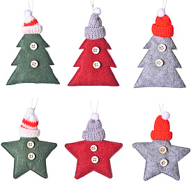 Christmas Tree/Star with Hat Non-woven Fabrics Pendant Decorations, for Christmas Tree Hanging Ornaments