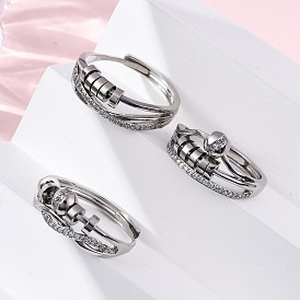 Кольца для женщин с микропаве из латуни и прозрачными кубическими цирконами для снятия беспокойства