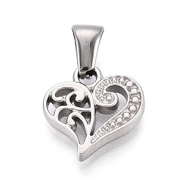 303 подвески из нержавеющей стали, филигранные подвески в форме сердца