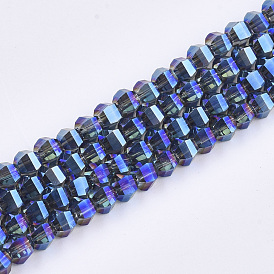 Electroplate Glass Beads Strands, Faceted, Round