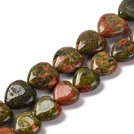 Unakite naturelles brins de perles, cœur