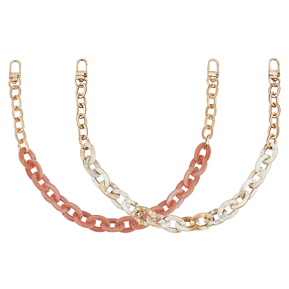 2 шт 2 цвета акриловая лента для пакетов, с цепочкой из светло-золотого железа и поворотными застежками из сплава, аксессуары для замены сумок