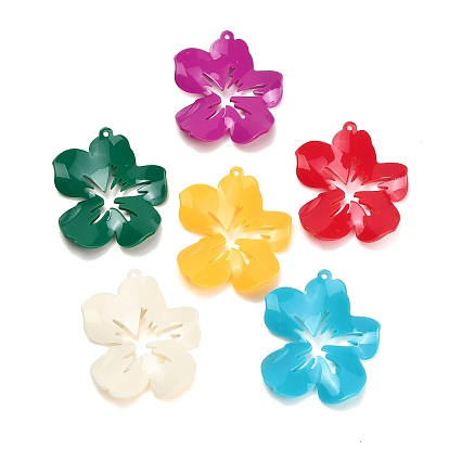Opaque Acrylic Big Pendants, Flower Charms