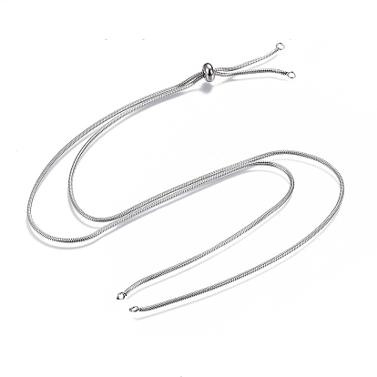 Регулируемые 304 круглые змеиные цепи из нержавеющей стали, изготовление ожерелья-слайдера, с 201 слайдерами из нержавеющей стали