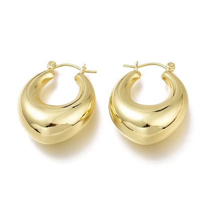 Brass Hoop Earrings, Long-Lasting Plated, Oval