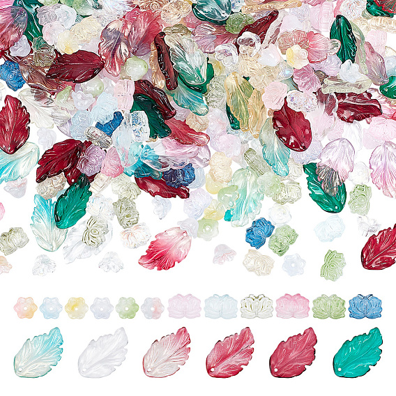 300шт 3 стильные стеклянные подвески, с золотыми песками, разнообразные