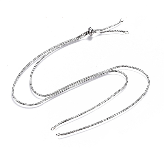 Регулируемые 304 круглые змеиные цепи из нержавеющей стали, изготовление ожерелья-слайдера, с 201 слайдерами из нержавеющей стали