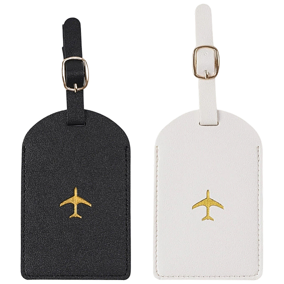 2Pcs 2 Colors PVC Luggage Tags, Rectangle