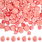 100шт. 2 стили синтетических коралловых бусин в виде роз, окрашенные
