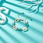 Natural Shell Evil Eye & Synthetic Turquoise(Dyed) Starfish Braided Bead Bracelet, Ocean Theme Adjustable Bracelet for Women