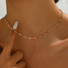 Ожерелья из цепочек-колонн с цветной эмалью из латуни для повседневного стиля