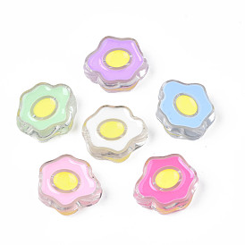 Transparent Acrylic Beads, with Enamel, Poached Egg