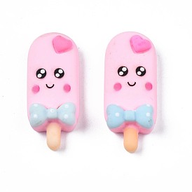 Opaque Resin Cabochons, Ice Cream with Smiling Face