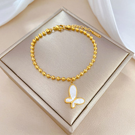 Bracelet chaîne à bille papillon vintage - élégant, minimaliste, chanceux, délicat, cadeau d'amitié.