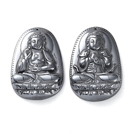 Кулоны терагерцовый камень большие, овал с подвесками в виде статуй будды