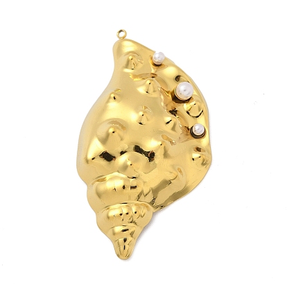 304 из нержавеющей стали большие кулоны, формы раковины, с пластиковой жемчужины