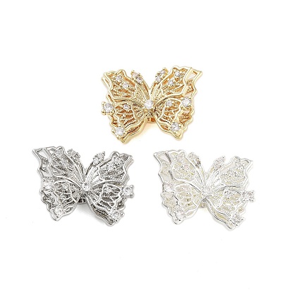 Латунные микропаве из прозрачного кубического циркония, без кадмия, без никеля и без свинца, бабочка