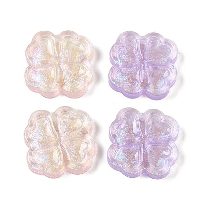 Полупрозрачная эпоксидная смола, блестящая пудра, декодирование кабошонов, переливающийся клевер