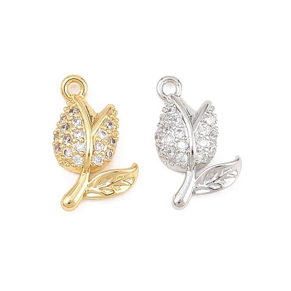 Подвески из латуни с микро-паве ко Дню святого Валентина, прозрачные циркониевые подвески, 