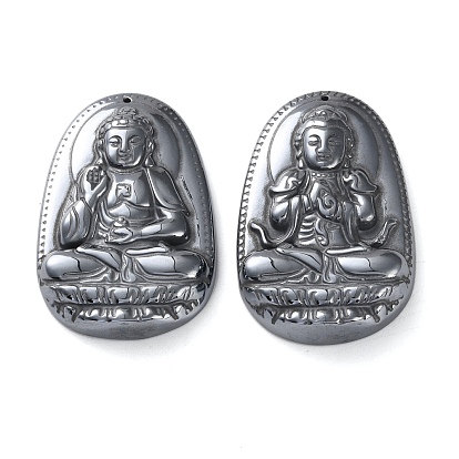 Кулоны терагерцовый камень большие, овал с подвесками в виде статуй будды