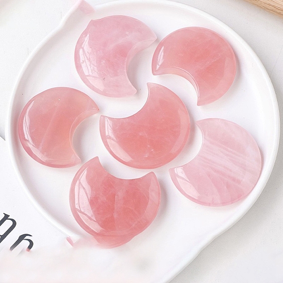 Натуральный розовый кварц гуа-ша доски, луна