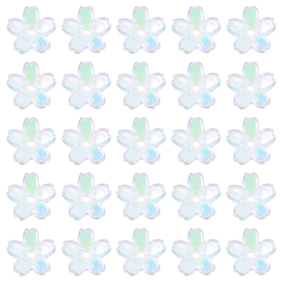 50 шт. прозрачных гальванических стеклянных шариков, 5-патальный цветок