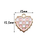 Valentine's Day Theme, Alloy Enamel Pendants, Golden, Heart with Tartan Pattern