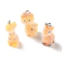 Flocking Resin Pendants, Giraffe Charm, with Platinum Iron Loop