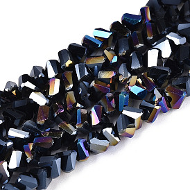 Гальванические непрозрачные стеклянные бусины, треугольные, с покрытием AB цвета, граненые