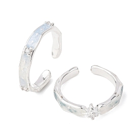 Латунные микро проложить манжеты кольца кубического циркония, Эмаль стиле, платина