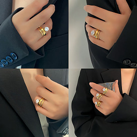 304 Кольца из нержавеющей стали с кубическими циркониями, золотые