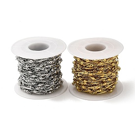 304 Stainless Steel Faceted Rectangle Link Chains, with Spool, Soldered