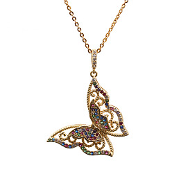 Butterfly Necklace with Micro-Inlaid Zircon for Women Sweater Chain Jewelry