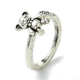 Bear Alloy Open Cuff Rings, Lead Free & Cadmium Free