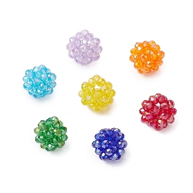 7 шт. 7 цвета, подвески из окрашенного стекла для запекания, круглые, гальваническое покрытие, граненые