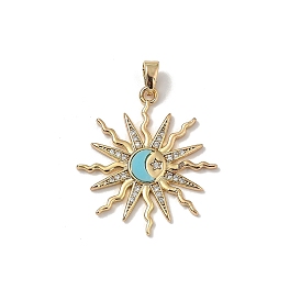 Латунные микропаве прозрачные подвески с фианитом, солнце, с пластиковым